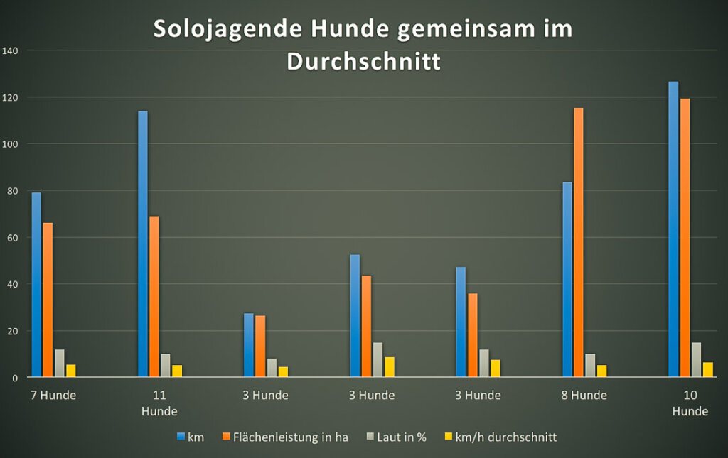 die Leistung mehrerer Solojäger gemeinsam bei der Drückjagd