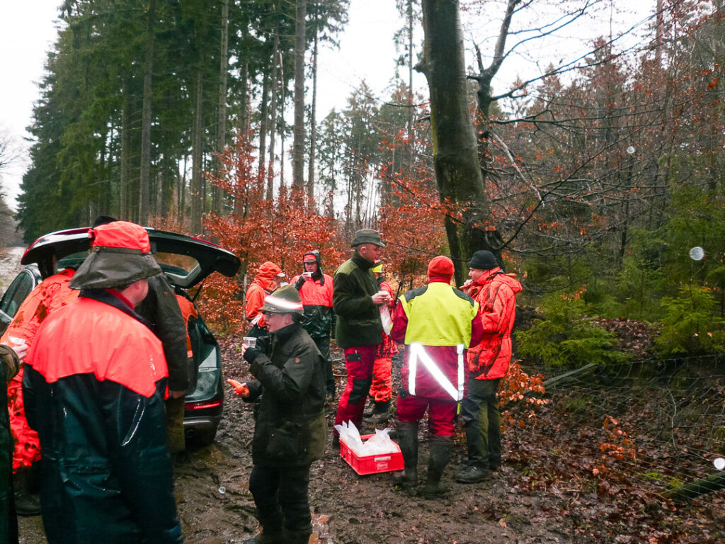 Jugendjagdschein und Drückjagd- Als Schütze nein, als Treiber gern! Mittagspause für die Jagdgesellschaft